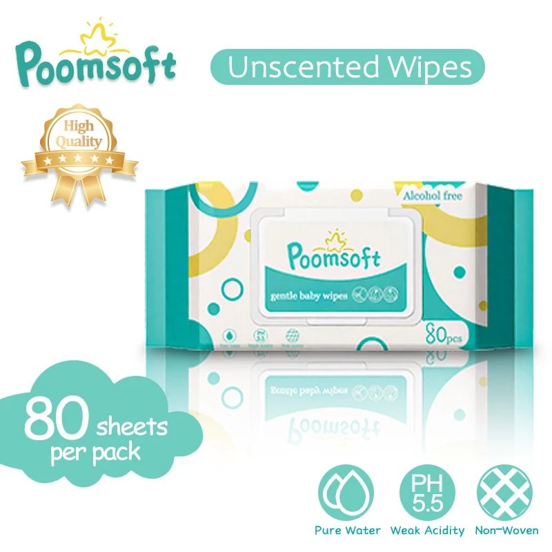 Poomsoft 80 片湿巾产品包装